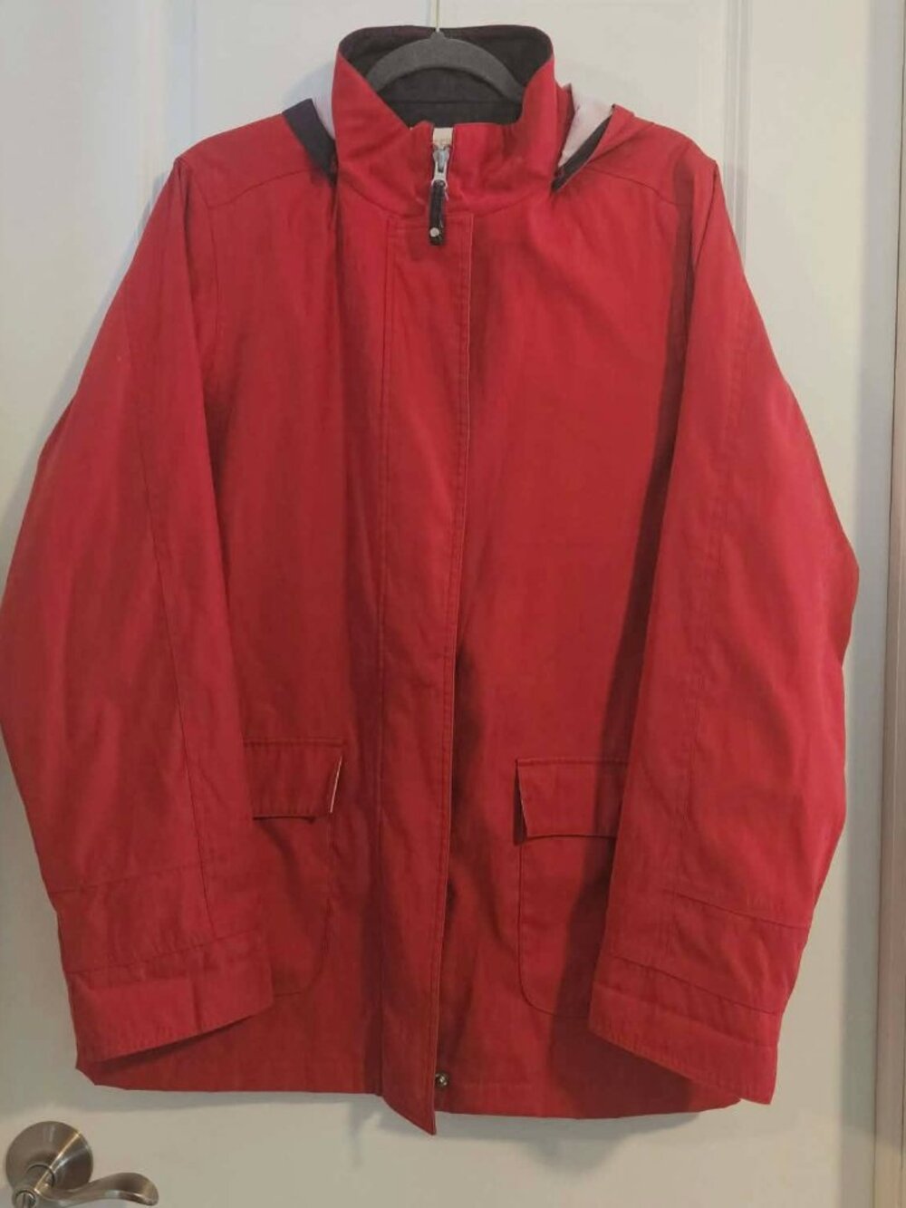 Liz Claiborne Cranberry Rain Jacket Removeable Hooded Size Medium